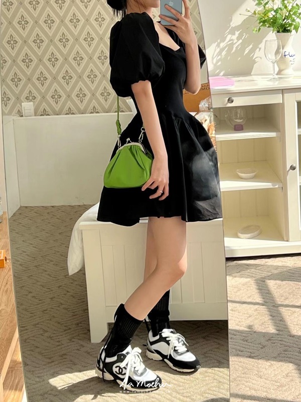 澎袖蘿莉風短洋裝